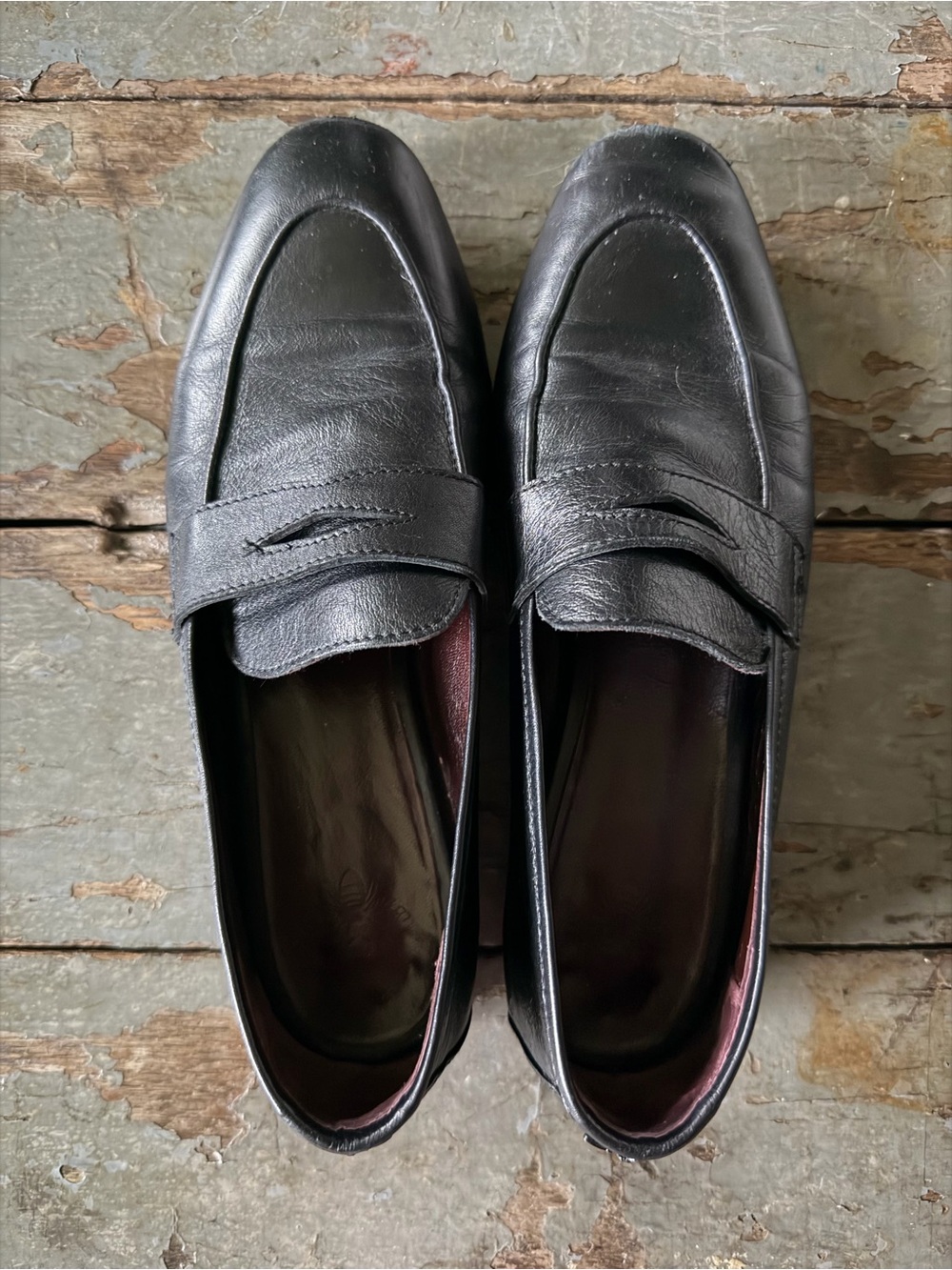 Bougeotte  Black Leather Penny Loafers